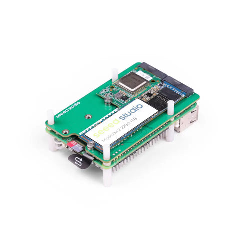 SeeedStudio PCIe2.0 to Dual M.2 HAT for Raspberry Pi 5, Support NVMe SSD, Support Hailo8/8L