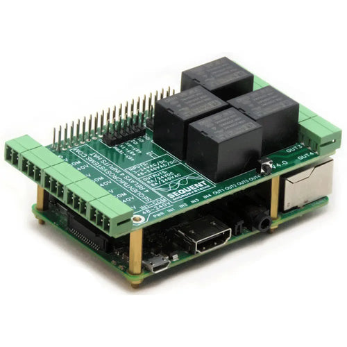 Sequent Microsystems 4-Relays 4-HV-Inputs 8-Layer Stackable HAT for Raspberry Pi