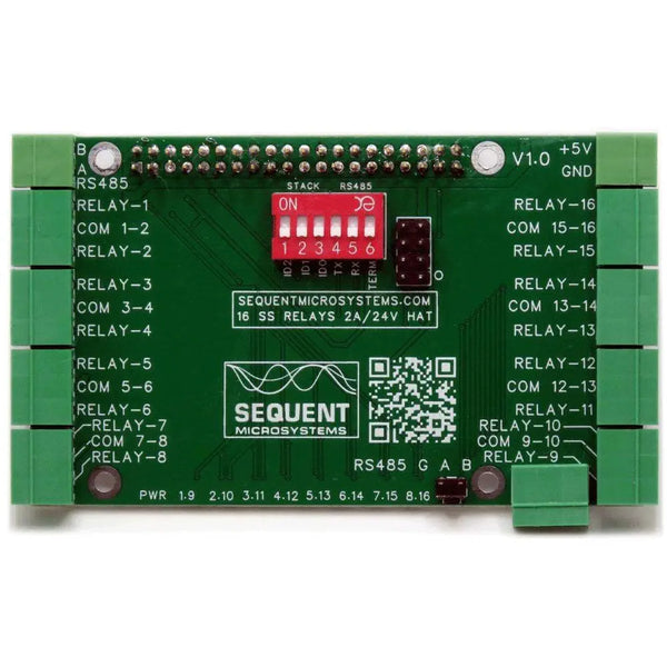 Sequent Microsystems Sixteen Solid State Relays 2A/24V 8-Layer Stackable HAT for Raspberry Pi