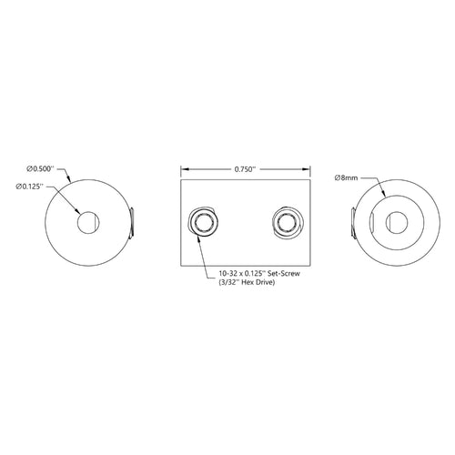 ServoCity 0.125" to 8mm Set-Screw Shaft Coupler