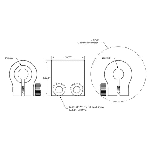 ServoCity 0.1875" to 8mm Clamping Shaft Coupler