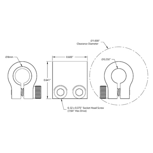 ServoCity 0.250" to 8mm Clamping Shaft Coupler