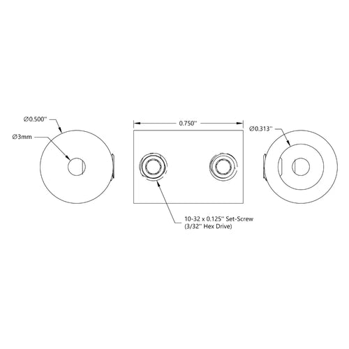 ServoCity 0.3125" to 3mm Set-Screw Shaft Coupler
