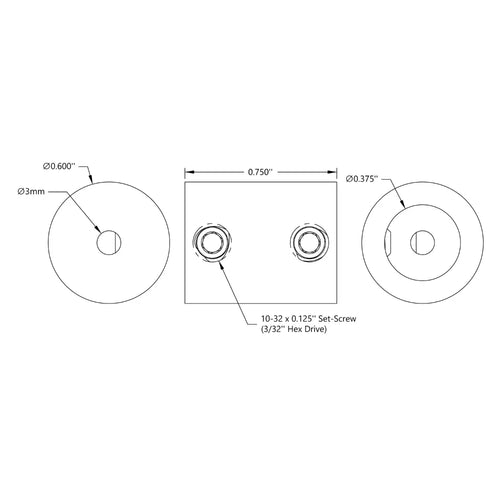 ServoCity 0.375" to 3mm Set-Screw Shaft Coupler