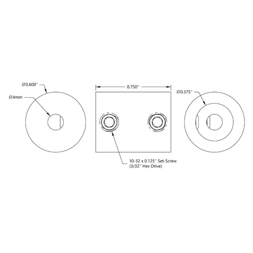 ServoCity 0.375" to 4mm Set-Screw Shaft Coupler
