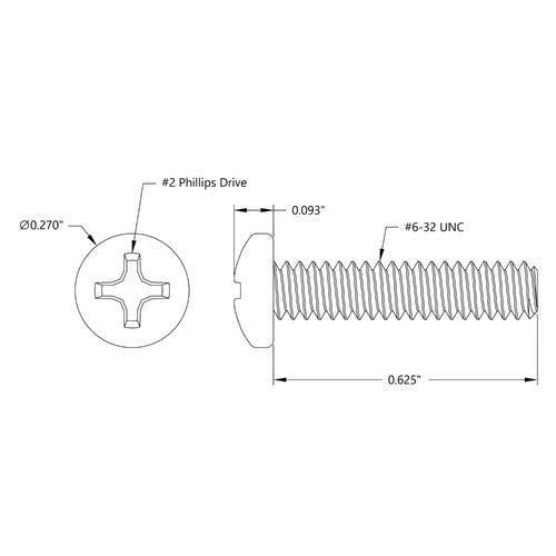 ServoCity 0.625" (5/8") 6-32 Zinc-Plated Steel Pan Head Screw (25 Pack)