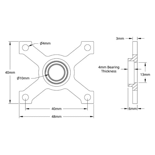 ServoCity 10mm Bore Face Thru-Hole Pillow Block (32mm x 40mm Mounting Pattern)