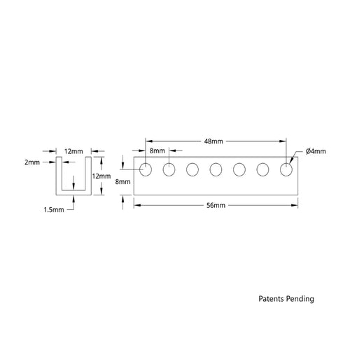 ServoCity 1101 Series U-Beam (7 Hole, 56mm Length)