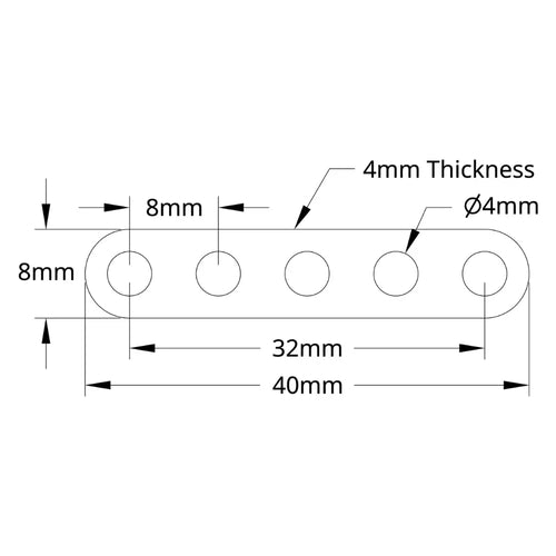 ServoCity 1102 Series Flat Beam (5 Hole, 40mm Length) - 2 Pack