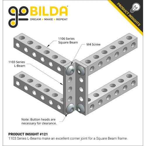 ServoCity 1103 Series L-Beam (11 Hole, 88mm Length) - 2 Pack