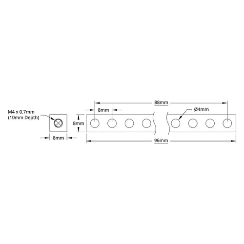 ServoCity 1106 Series Square Beam (12 Hole, 96mm Length)