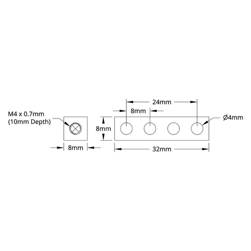 ServoCity 1106 Series Square Beam (4 Hole, 32mm Length)