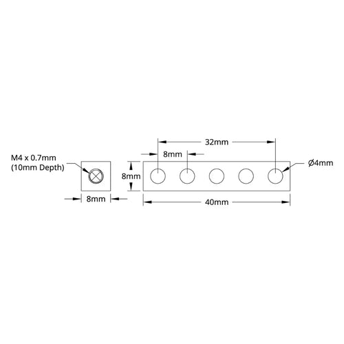 ServoCity 1106 Series Square Beam (5 Hole, 40mm Length)