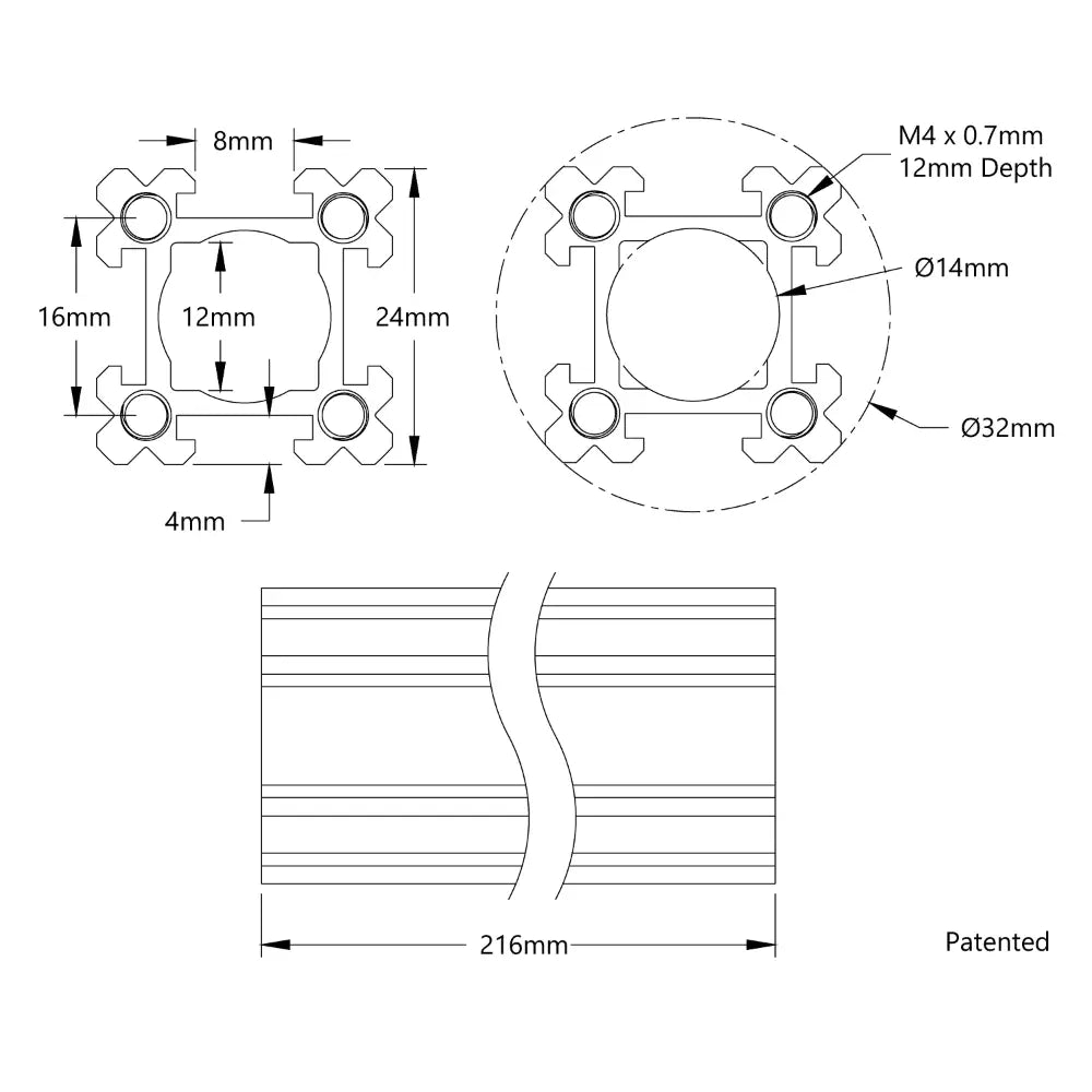 ServoCity 1109 Series goRAIL (216mm Length)
