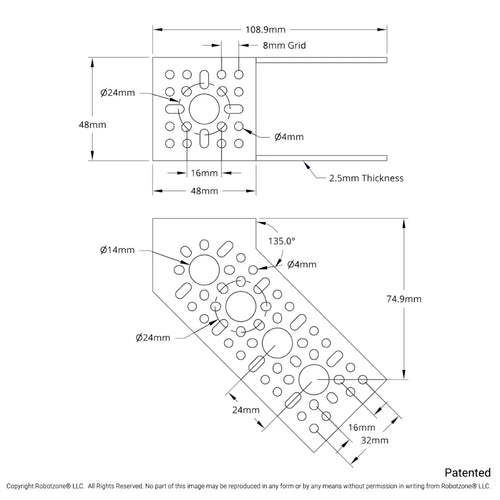 ServoCity 1111 Series Angle Pattern Bracket (3-1)