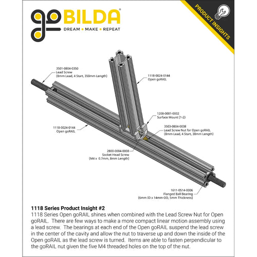ServoCity 1118 Series Open GoRAIL (432mm Length)