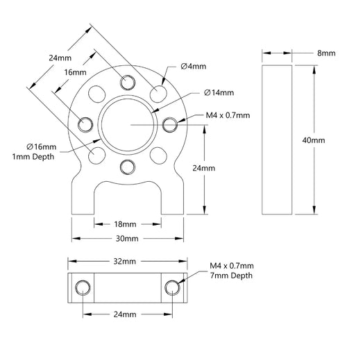 ServoCity 1200 Series 1-Side, 2-Post Pattern Mount (24-1)
