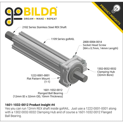 ServoCity 12mm ID Flanged Ball Bearing (32mm OD, 10mm Thickness)
