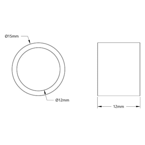 ServoCity 12mm ID Steel Spacer (15mm OD, 12mm Length) - 4 Pack
