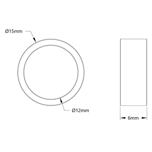 ServoCity 12mm ID Spacer (15mm OD, 6mm Length) - 4 Pack