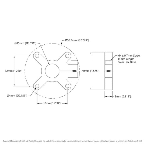ServoCity 1305 Series Thru-Hole Clamping Hub (15mm Bore)