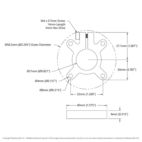 ServoCity 1305 Series Thru-Hole Clamping Hub (21mm Bore)