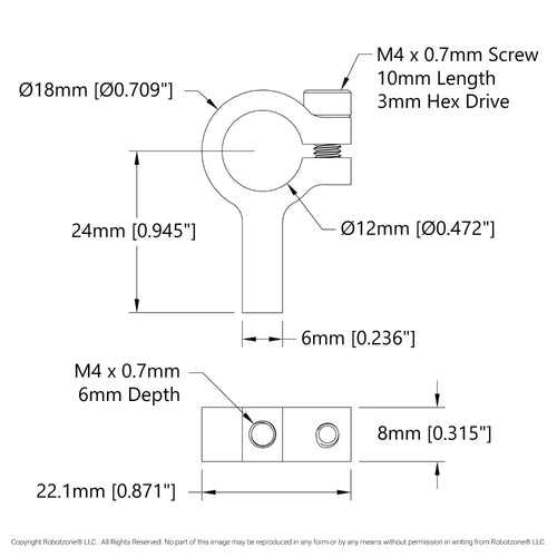 ServoCity 1403 Series 1-Side, 1-Post Clamping Mount (12mm Bore)