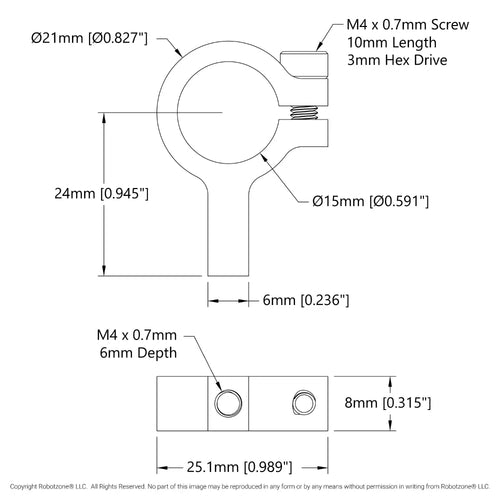 ServoCity 1403 Series 1-Side, 1-Post Clamping Mount (15mm Bore)