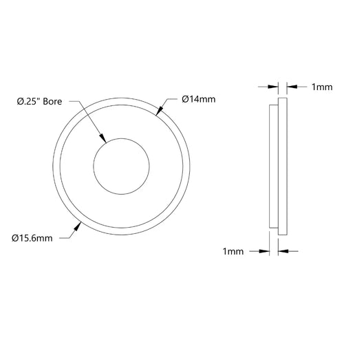 ServoCity 14mm to 1/4" Hole Reducer (1mm Insertion-Depth) - 4 Pack