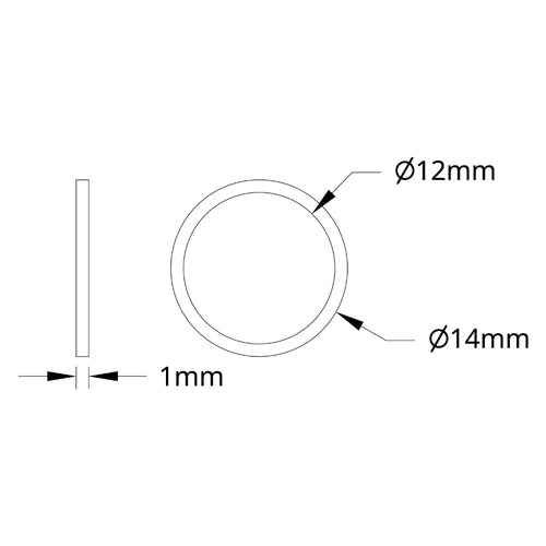 ServoCity 1500 Series Plastic Spacer (12mm ID x 14mm OD, 1mm Thickness) - 12 Pack