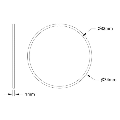 ServoCity 1500 Series Plastic Spacer (32mm ID x 34mm OD, 1mm Thickness) - 12 Pack