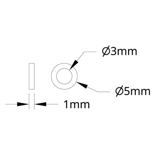 ServoCity 1500 Series Plastic Spacer (3mm ID x 5mm OD, 1mm Thickness) - 12 Pack