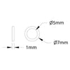 ServoCity 1500 Series Plastic Spacer 5mm ID x 7mm OD, 1mm Thickness (12x)