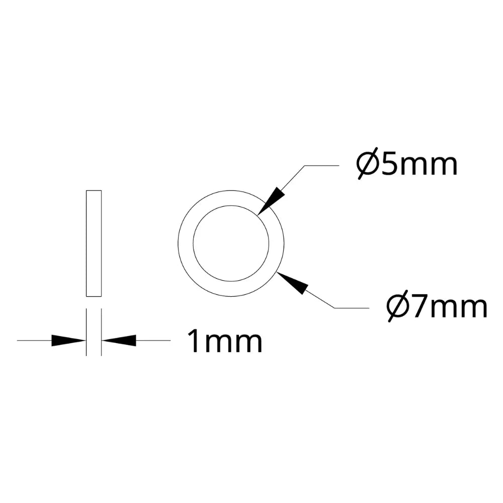 ServoCity 1500 Series Plastic Spacer 5mm ID x 7mm OD, 1mm Thickness (12x)