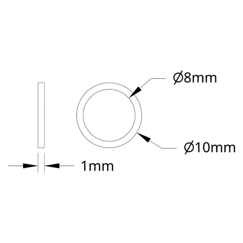 ServoCity 1500 Series Plastic Spacer (8mm ID x 10mm OD, 1mm Thickness) - 12 Pack