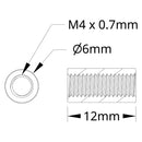 ServoCity 1501 Series M4 x 0.7mm Standoff (6mm OD, 12mm Length) - 4 Pack