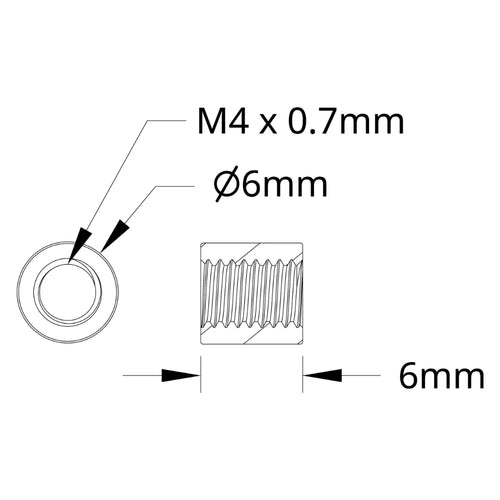 ServoCity 1501 Series M4 x 0.7mm Standoff (6mm OD, 6mm Length) - 4 Pack