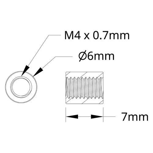 ServoCity 1501 Series M4 x 0.7mm Standoff (6mm OD, 7mm Length) - 4 Pack