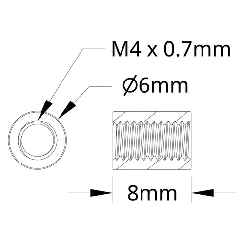 ServoCity 1501 Series M4 x 0.7mm Standoff (6mm OD, 8mm Length) - 4 Pack