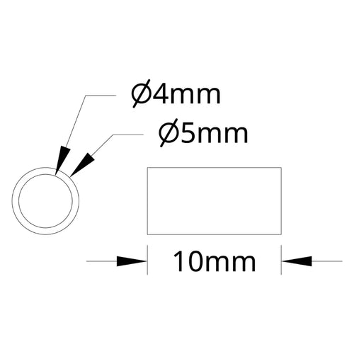ServoCity 1502 Series 4mm ID Spacer (5mm OD, 10mm Length) - 4 Pack