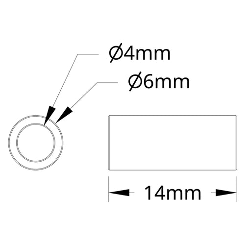 ServoCity 1502 Series 4mm ID Spacer (6mm OD, 14mm Length) - 4 Pack