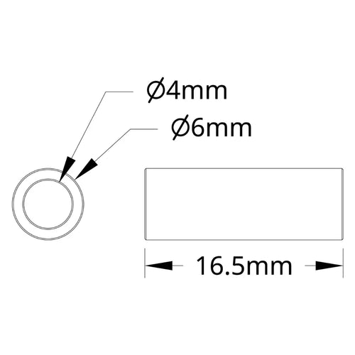 ServoCity 1502 Series 4mm ID Spacer (6mm OD, 16.5mm Length) - 4 Pack