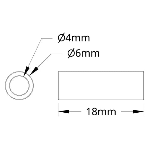ServoCity 1502 Series 4mm ID Spacer (6mm OD, 18mm Length) - 4 Pack