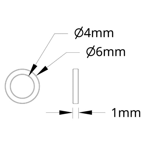 ServoCity 1502 Series 4mm ID Spacer (6mm OD, 1mm Length) - 4 Pack