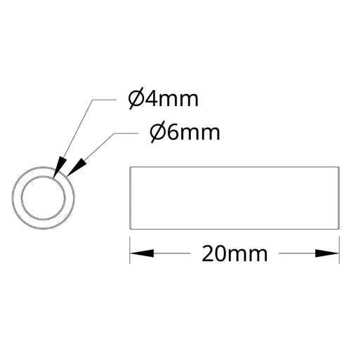 ServoCity 1502 Series 4mm ID Spacer (6mm OD, 20mm Length) - 4 Pack