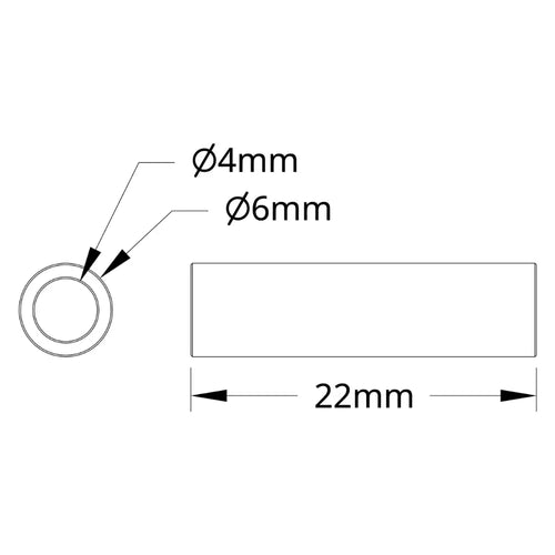 ServoCity 1502 Series 4mm ID Spacer (6mm OD, 22mm Length) - 4 Pack
