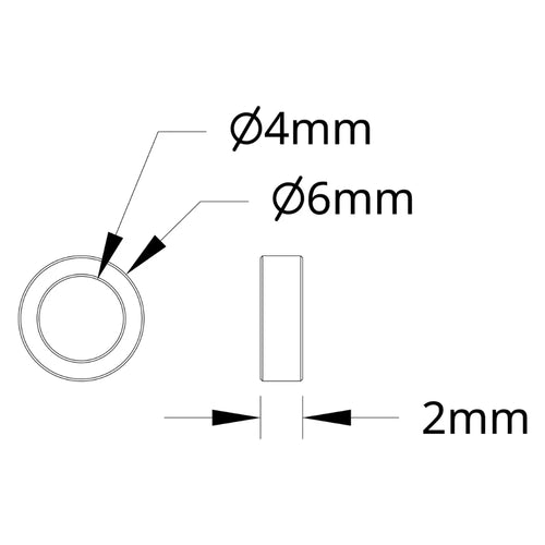 ServoCity 1502 Series 4mm ID Spacer (6mm OD, 2mm Length) - 4 Pack