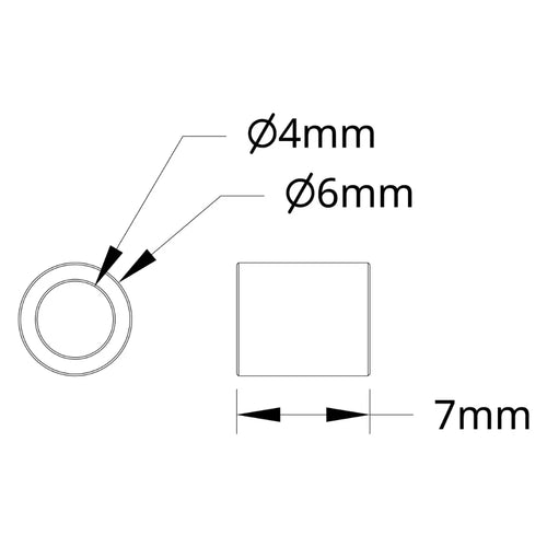 ServoCity 1502 Series 4mm ID Spacer (6mm OD, 7mm Length) - 4 Pack