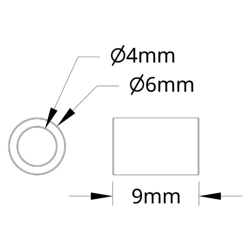 ServoCity 1502 Series 4mm ID Spacer (6mm OD, 9mm Length) - 4 Pack