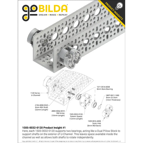 ServoCity 1505 Series 32mm OD Counterbored Pattern Spacer (12mm Length)